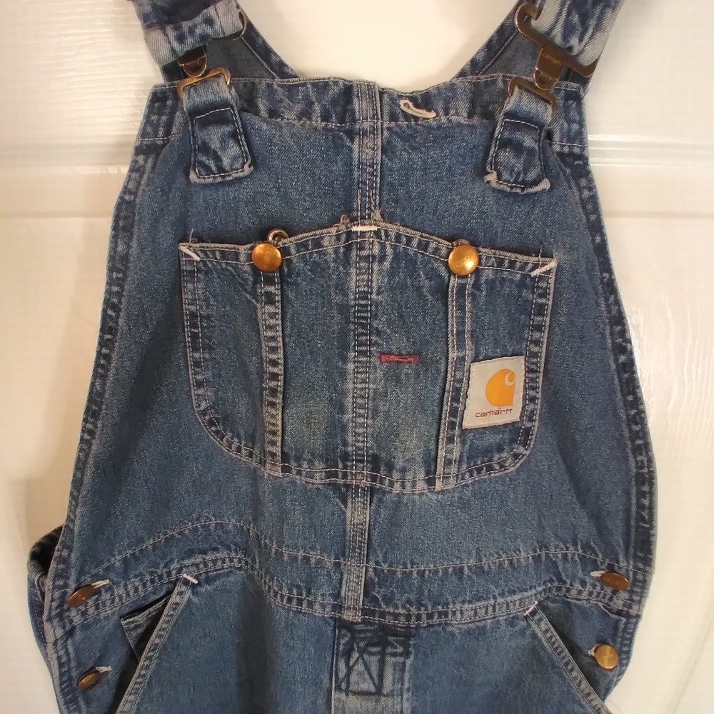 Carhartt Loose Fit Washed Denim Blue Carpenter Workwear Bib Overalls